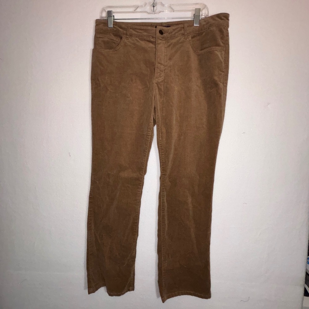 RL Chaps Petite Corduroy Pants Tan Women's Size‎ 12P Straight Leg Casual